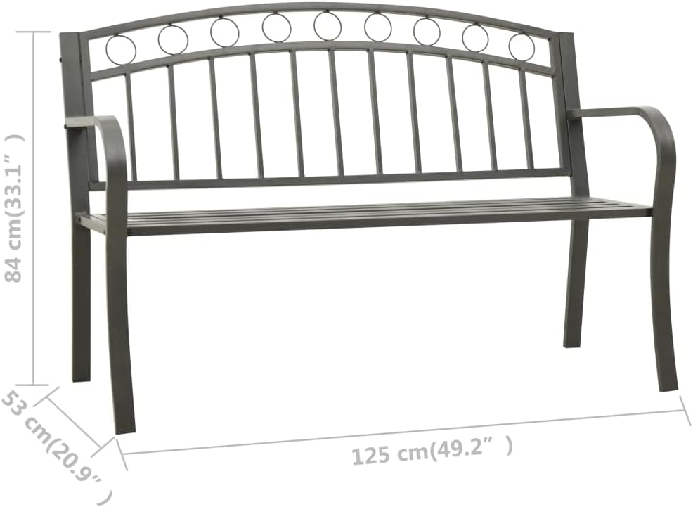 Patio Bench,Garden Benches for Outdoors,Home Furniture,Entryway Bench,Balcony Furniture, for Patio,Park,Lawn,Yard, 49.2" Steel Gray