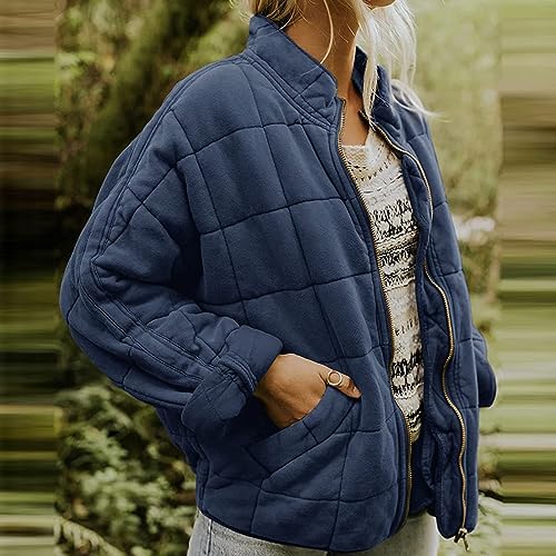 SHAOBGE Women's Quilted Lightweight Jackets Casual Puffer Jacket Warm Winter Bomber Coats Oversized Zip Up Outerwear Pockets2