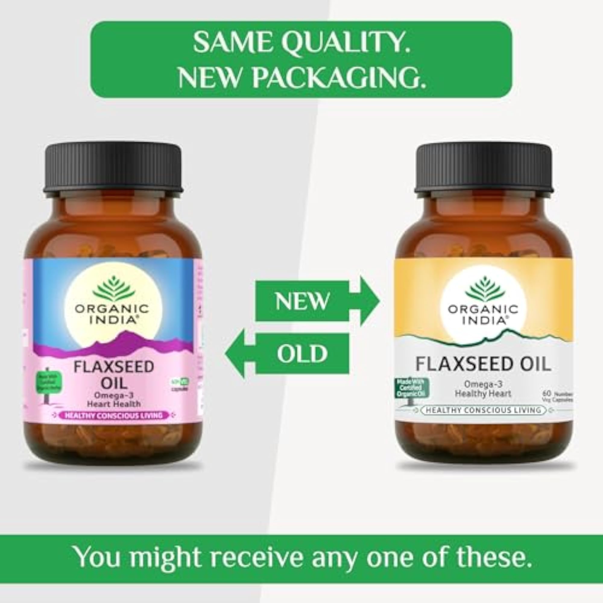 Organic Flaxseed 60 Capsules, Pack of 2
