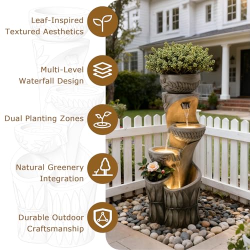 Image of 4 Tiered Water Fountain Outdoor Waterfall Fountains