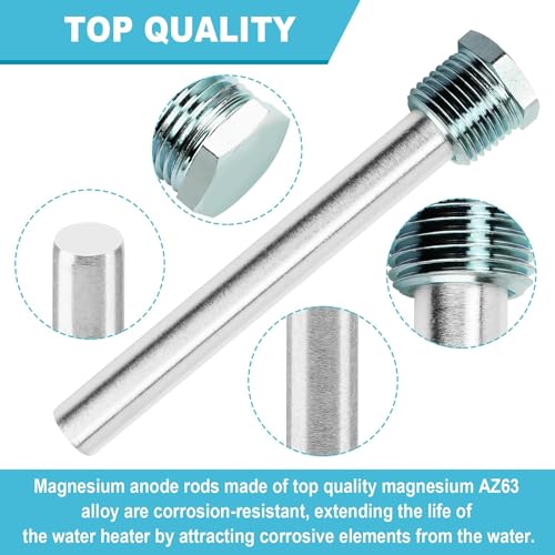 Image of RV Water Heater Magnesium Anode Rod 2Pack, 4.5 inch x 1 /2 inch NPT, Compatible with Atwood Dometic 11553, Fits RV, Camper and Trailer Water Heaters
