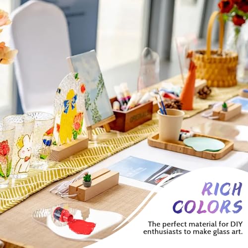 WEILAOK Glasfarbe auf Wasserbasis, Glass Paint Keramikfarbe Porcelain & Glass Starter Set, Acrylfarbe zum Bemalen von Tassen, Tellern, Weingläsern 6 x 25 ml Farbe und Pinsel