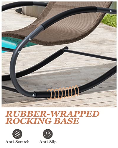 Crestlive Products Patio Rocking Chair Curved Rocker Chaise Lounge Chair With Pillow For Beach Yard Pool Outdoor Indoor, Gray Steel Frame (Brown) #TOP3