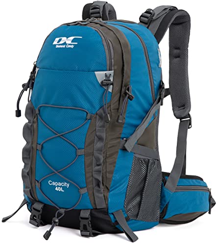 Diamond Candy Waterproof Hiking Backpack For Men And Women, Lightweight Day Pack For Travel Camping, Blue, 40L #TOP6