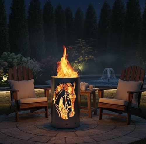 Cesto de fuego con diseño de cabeza de caballo