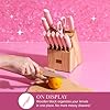 Paris Hilton 12-Piece Knife Set with Block, High-Carbon Stainless Steel Cutlery, Precision Blades and Ergonomic Handles, Pink
