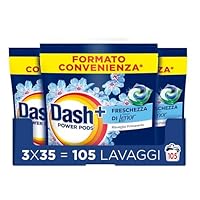 Dash Power Pods Detersivo Lavatrice In Capsule, 105 Lavaggi(3×35), Freschezza Di Lenor, Risveglio Primaverile, rimuove addirittura gli odori di sudore vecchi di 7 giorni, per una pulizia impeccabile