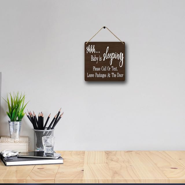 Lefangovs-12x12 IN Shhh Baby is Sleeping Sign Baby Door Sign,Not Disturb Hanger Sign Baby Room Hanging Wooden Decorative for Front Door,Home Farmhouse Baby Room Housewarming Gift, STYLE05