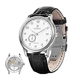 BODERRY Mens Micro-Rotor Automatic Dress Watches Stainless Steel Self Winding Business Wrist Watch for Men (Silver/White)