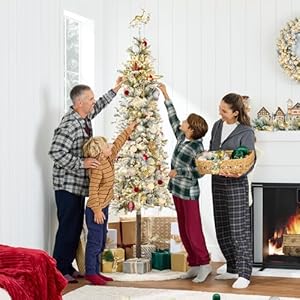 Best Choice Products Flocked Pencil Christmas Tree 6ft Pre-lit Alpine Slim Holiday Decoration, Lighted Skinny Décor LED Lights, Metal Stand Best Choice Products Flocked Pencil Christmas Tree 6ft Pre lit Alpine Slim Holiday Decoration Lighted Skinny Decor LED Lights Metal Stand