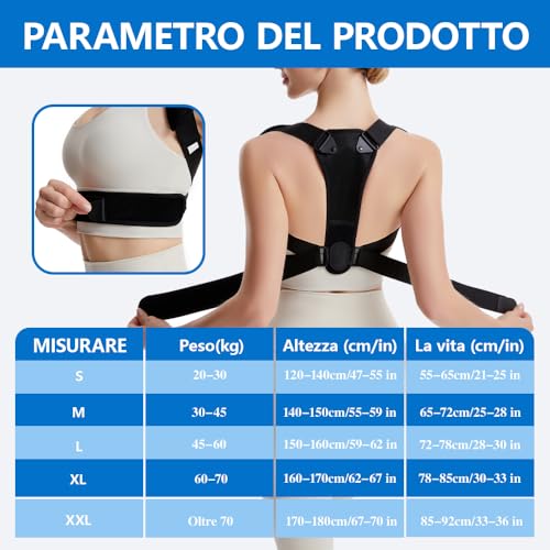 Prety Correttore Posturale Spalle Schiena Per Uomo E Donna,Busto Correttore Posturale Regolabile E Traspirante,Efficace Fascia Lombare Supporto Schiena Per Alleviare Dolore A Collo E Lombi - 4