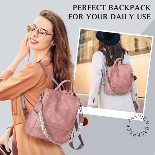 Image of Woman Backpack Purse Waterproof Lightweight PU Leather Backpack, Multipurpose Travel Shoulder Bag Handbag