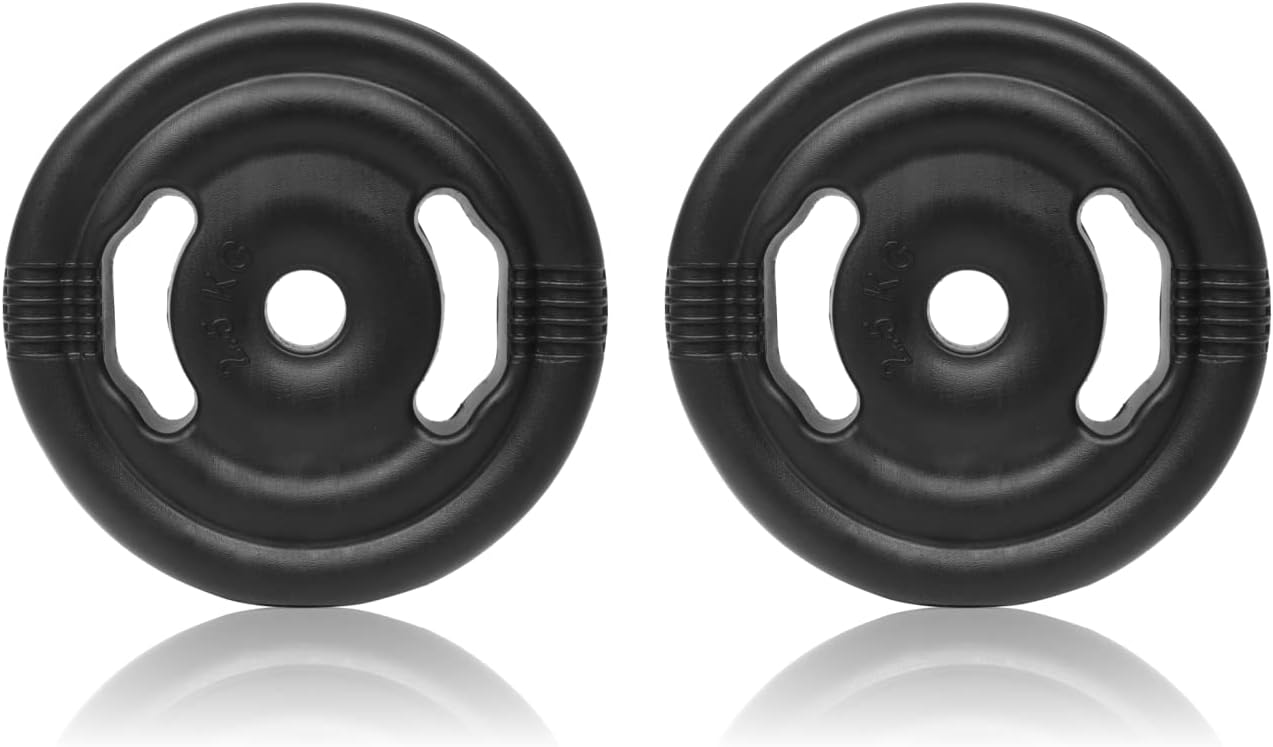 FitBox Sports 10kg Finger Gripped Weight Plates For Barbells & Dumbbells (5kg x 2)