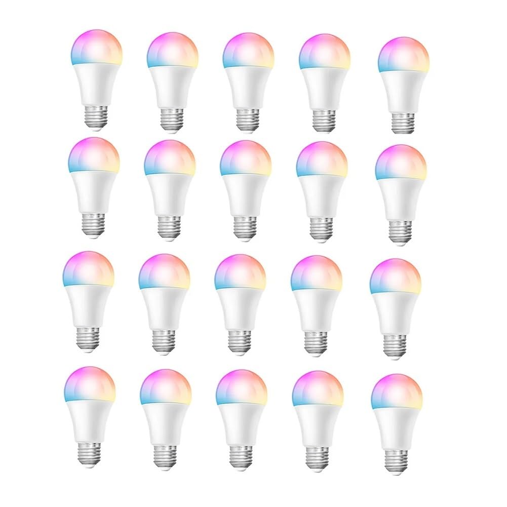 Fengyan Home Bulbs Pack of 10 15 20 WiFi Smart Control RGBCW Bulb AC100-130V E27 9W Changeable Colorful
