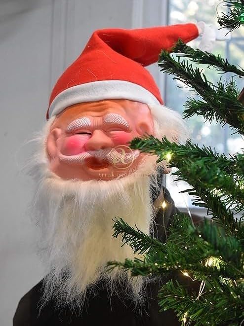 Arrakasta Crafts Merry Christmas Santa Claus Face Mask For Men Adults Kids With Cap, Beard, Blush Cheeks | Soft Rubberised Xmas Santa Mask Hut For Decor, Fancy Dress (1, Adult Free Size) 4