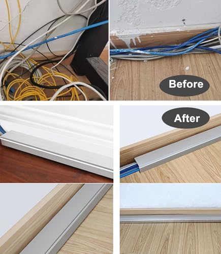 Miniatura 2 de Cable Nizer Raceway - Metal Wire Protector Channel for WallFloor Mounting, Non-Slip Electric Cord Shielding, Safe Cable Management for Home & Office