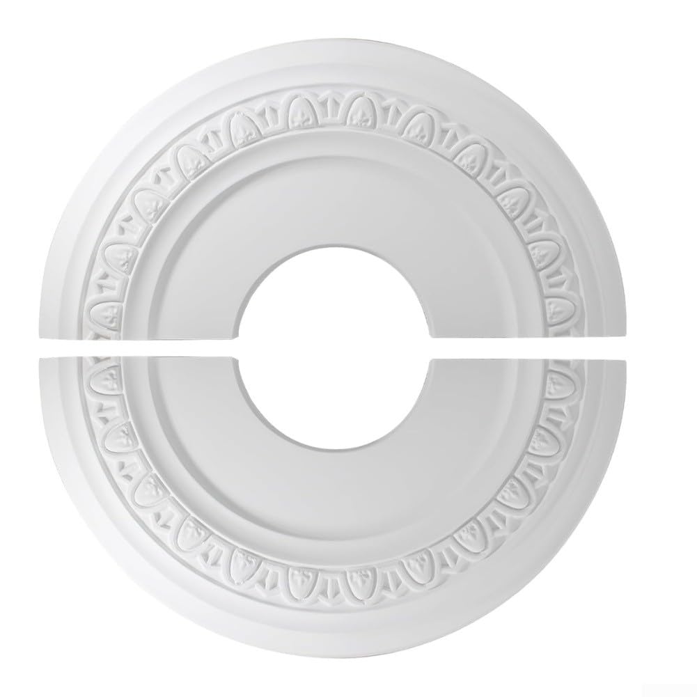 GLFLOW Decorative Ceiling Plate For Light Fixtures, 12 Inch White PU Medallion Compatible With Ceiling Fans, Removable 12 Inch Trim For Home Interior