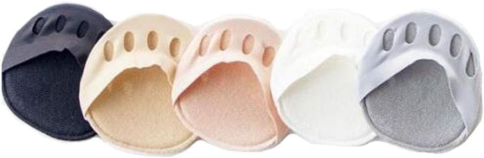 KASTWAVEHoneycomb Fabric Forefoot Pads 5 Pairs, Metatarsal Pads Ball of Foot Cushions, High Heel Forefoot Insert Toe Plug Cushion, Anti-slip Invisible Shoe Pads Half Socks for Relieving Foot Fatigue