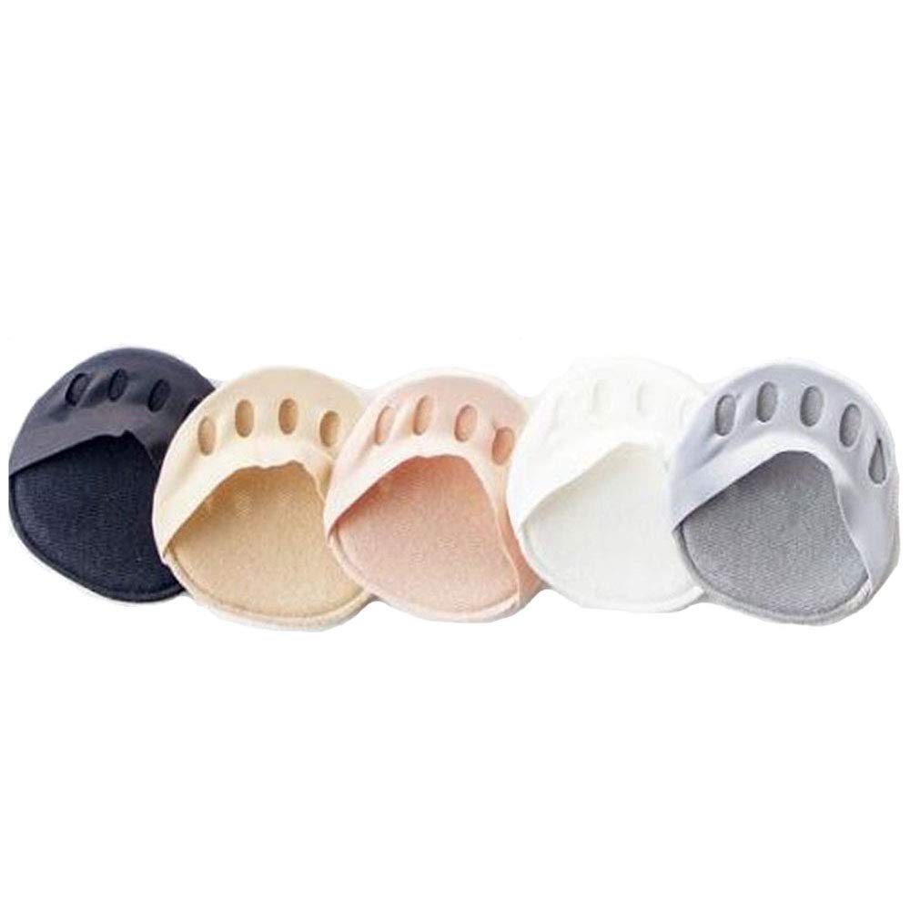 KASTWAVEHoneycomb Fabric Forefoot Pads 5 Pairs, Metatarsal Pads Ball of Foot Cushions, High Heel Forefoot Insert Toe Plug Cushion, Anti-slip Invisible Shoe Pads Half Socks for Relieving Foot Fatigue