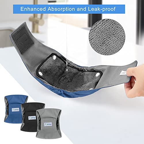 Teamoy Belly Bands For Male Dogs With Removable Pads, Reusable Washable Puppy Dog Diaper Wraps With Gray Lining(Pack Of 3),S #TOP3