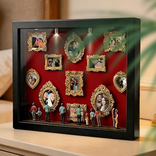 Kit Creativo Scatola Museo In Miniatura - Con LED, 8 Figurine E 11 Cornici Per Foto Fai Da Te | Decorazione Per Casa E Ufficio | Regalo Romantico E Personalizzato Per San Elegante