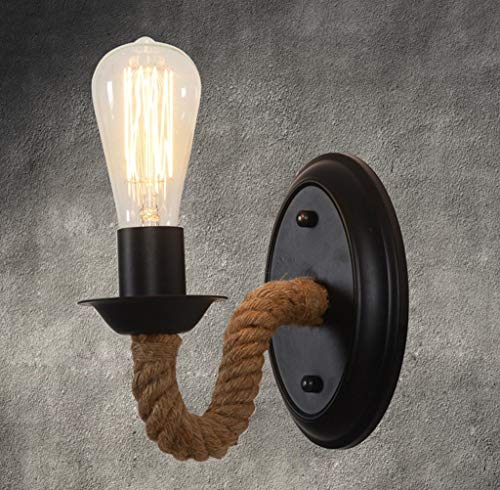 Lámpara de pared LED retro europea con cuerda de cáñamo natural 2