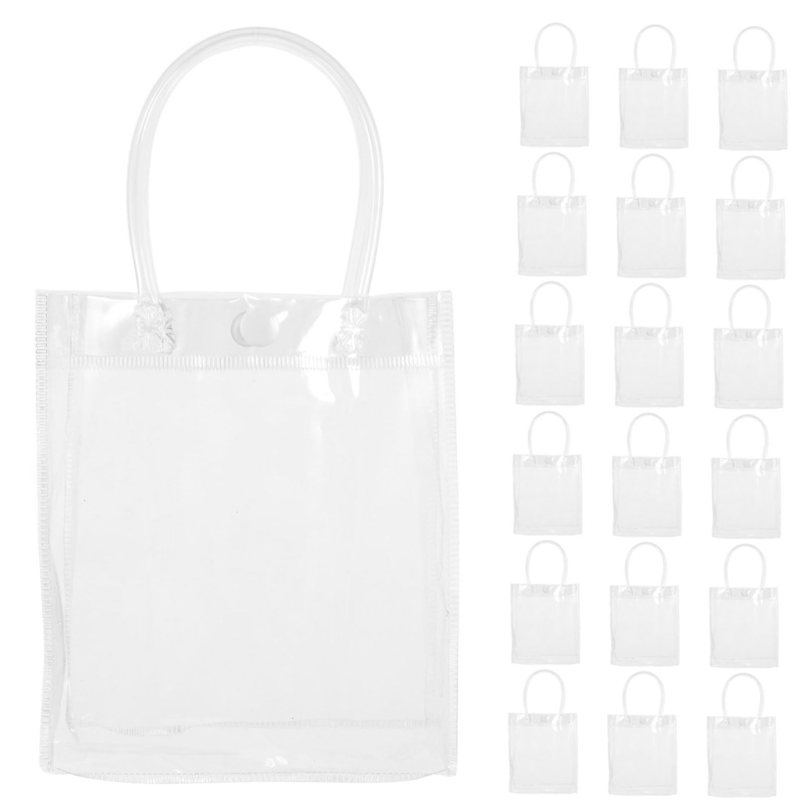 Alipis 40 Pezzi Sacchetti Trasparenti in Pvc con Manico, Borse Regalo per Bomboniere e Feste, Sacchetti con Chiusura a Scatto 13x7x15 Cm per Matrimonio, Battesimo e Shower