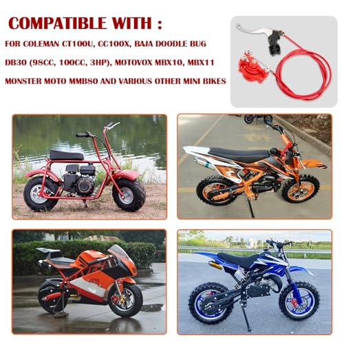 Image of 7 /8 inch 22mm Mini Bike Brake Lever and Mini Bike Brake Caliper Compatible for Coleman CT100U Baja Doodle Bug Motovox MBX10 47cc 49cc Mini Pocket & Dirt Bikes, Includes 155cm Brake Cable