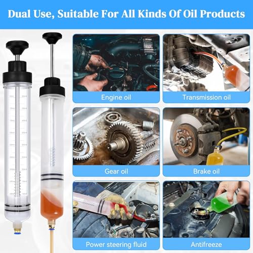 Image of Oil Extractor Kit, Manual Oil Fluid Extractor & Filler Pump, 500cc Capacity, for Refilling Brake Fluid, Power Steering Fluid, Or Transmission Oil
