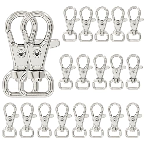 Augiimor AUGIIMOR20240529-009 20Pcs Key Chain Clip D Ring, Zinc Alloy Swivel Lobster Claw Clasps,Oval Snap Hooks cover