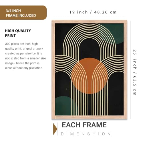 Image of kotart Boho Art Home Decoration Painting | Aesthetic Paintings With Frame For Living Room Bed Room Hotel Wall Decor Digital Reprint Set of 3 (19X25 inch)