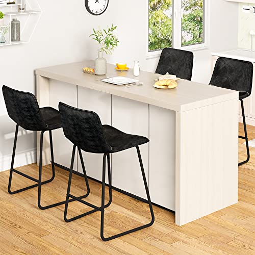AWQM-Bar-Stools-Set-of-2Vintage-PU-Leather-Pub-Height-Stools-with-Metal-Leg-and-FootrestKitchen-Island-Counter-StoolsChairsfor-Dining-RoomLoungeKitchenBlack