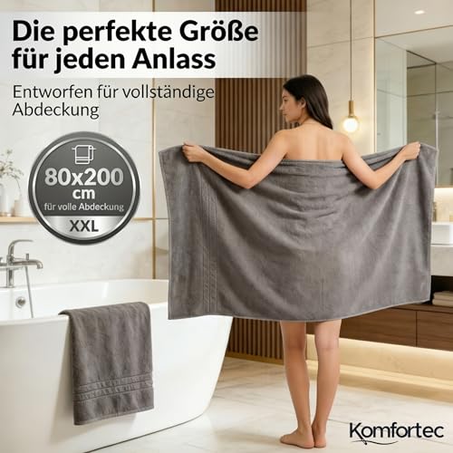 Komfortec-2er-Saunatuch-Set-80x200-cm-aus-100-Baumwolle-XXL-Saunatuecher-Sauna-Handtuch-Weich-Gross-Frottee-Schnelltrocknend-Anthrazit-Grau - Sparfuchs24.io - Preisvergleich & Top Angebote Online