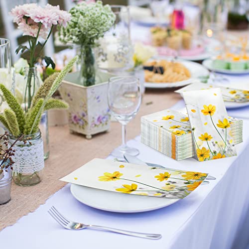 Kisston 100 Pieces Floral Guest Napkins 3 Ply Flower Napkins Floral Disposable Paper Dinner Napkins Decorative Hand Towels For Summer Spring Wedding Bathroom Baby Shower Birthday Holiday Party Decor #TOP4