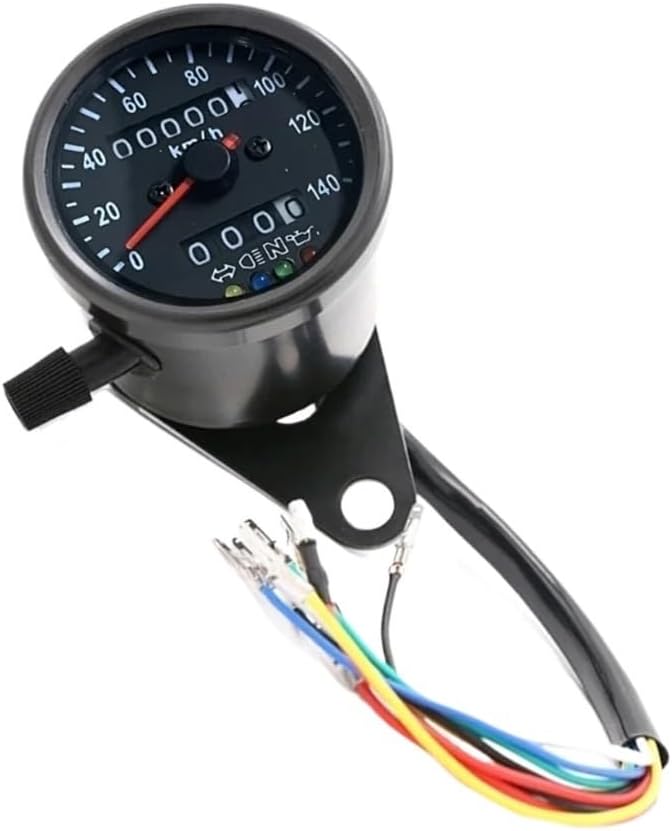 Motorcycle Odometer Gauge 12V Universal Motorcycle Tachometer Vintage Odometer Double LED Backlight Night Readable Gauge Meter
