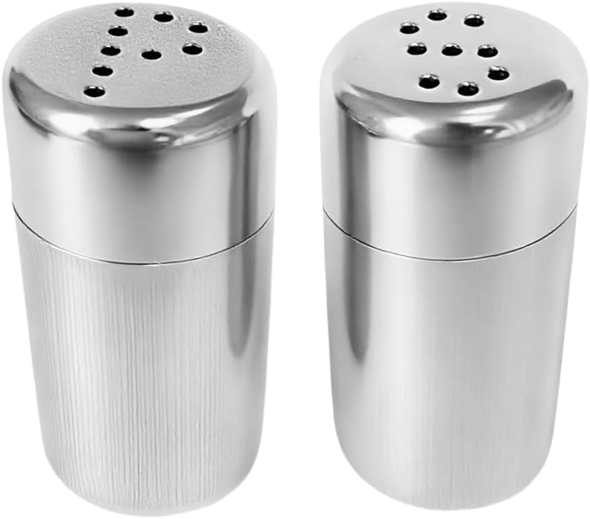 Set of 2 Stainless Steel Spice Jars Dressing Spice Dispenser Salt Pepper Shaker Sets Salt Shaker Camping Spice Set Salt Shaker with Lid