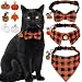 STMK 3 Pack Holiday Cat Collars with Bell, Breakaway Halloween Thanksgiving Day Cat Kitten Collars with Bow Tie Bandana Shirt Bell Pumpkin Ghost Maple Leaf for Holiday Cats Kittens Costumes Outfits