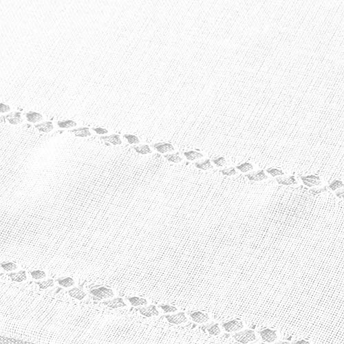 Violet Linen HEM STITCH WH-5 Stitch Embroidered Vintage Design Tablecloth White 68 Inch thumb #3