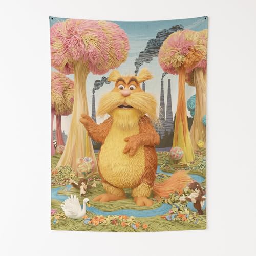 Lorrax’s Truffula Tree Wonderrland Wall Tapestry for Bedroom by DC | Universal Studios Tapestry Wall Hanging & Aesthetic Decor for Dorm, Living Room, Picnic & Home | 45'x60'