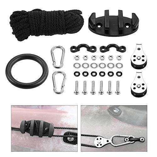 KKmoon Kit de carrinho de âncora com anel de amarração de roldana de grampo de corda para caiaques e
