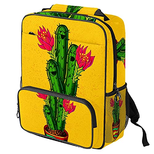Sac à dos ordinateur portable femme sac de travail tendance imprimé cactus jaune mexicain
