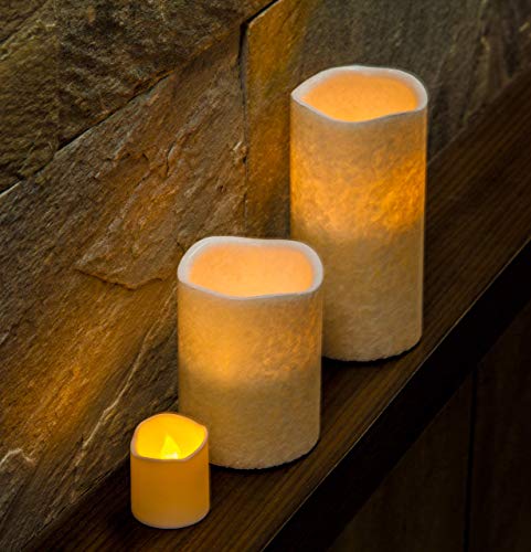 Furora LIGHTING LED Flameless Candles with Remote Control, Set of 8, Real Wax Battery Operated Pillars and Votives LED Candles with Flickering Flame and Timer Featured - Crystallized White