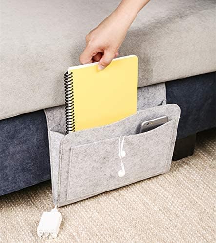 K.B.SALES Bedside Pocket Caddy Bed Organizer Storage Inside with 5 Pockets and Charging Cable Hole for Organizing Tablet Pocket Hanging Storage Organizer Sofa Desk Hanging Organizer (Grey)