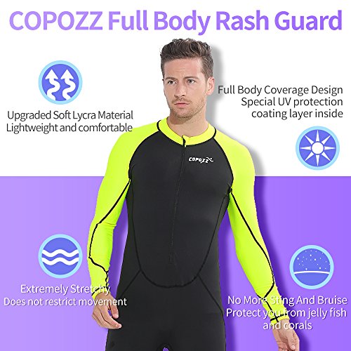 Copozz Diving Skin, Men Women Youth Thin Wetsuit Rash Guard- Full Body Uv Protection - For Diving Snorkeling Surfing Spearfishing Sport Skin (Black/Green, Xx-Large For Men) #TOP3