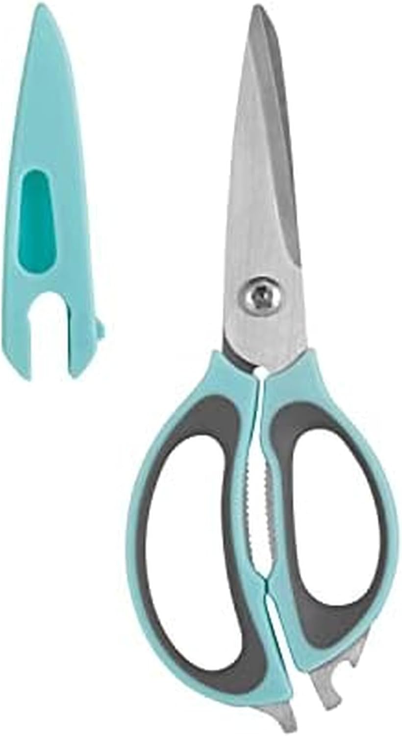 Farberware 4-in-1 Kitchen Shears, 2-Piece, Aqua and Gray