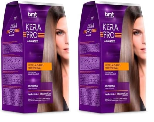 KATIVA BMT KERAPRO Advanced | Kit de Alisado Profesional | Keramin-A + ThermoLiss | Sin Formol | Mono uso 240 ml (Paquete de 2)