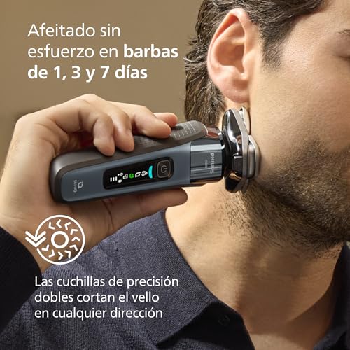 Philips i9000, Afeitadora Eléctrica Hombre, Máquina de Afeitar Barba en Seco y Húmedo, Tecnología SkinIQ, Base de Carga, Recargable, Estuche de Viaje, Centro de limpieza, X9001/30 - imagen 6