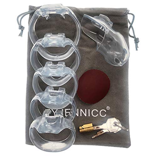 Image of HT-V4 Chastity Cage for Men | 5 Adjustable Wide Rings & 6 Colors | Beginner-Friendly | Adult Sex Toy with Sizing Guide (Transparent, Small)