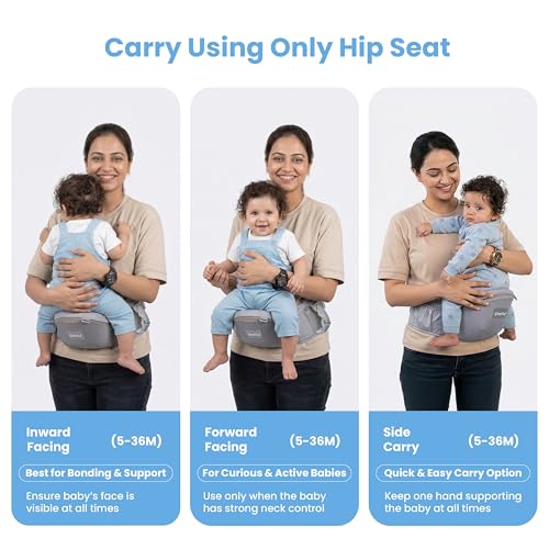 Image of Cherilo Baby Carrier for 0 to 3 Year Baby | Adjustable 4 Carry Positions Baby Carrier | Comfortable Baby Carrying Bag for New Born & Toddler up to 15 Kgs | Grey