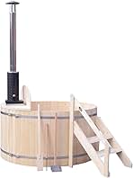 Aleko Wood Hot Tub and Ice Bath with Internal Stove | Wood-Burning Hot Tub | Cold-Plunge Tub | 4-5 Person | 422 Water Gallon Capacity | Pine | PIWSHTUB